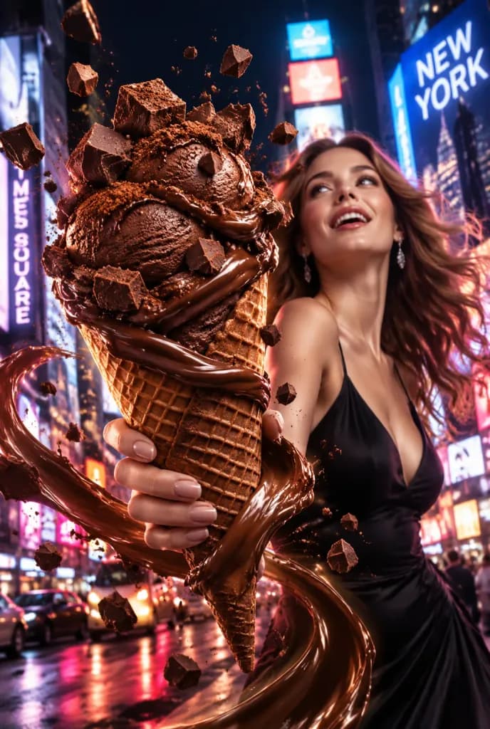 Luxury Chocolate Ice Cream Times Square Commercial