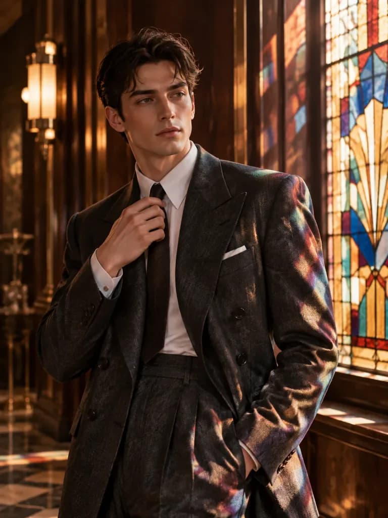 Art Deco Menswear Editorial Portrait