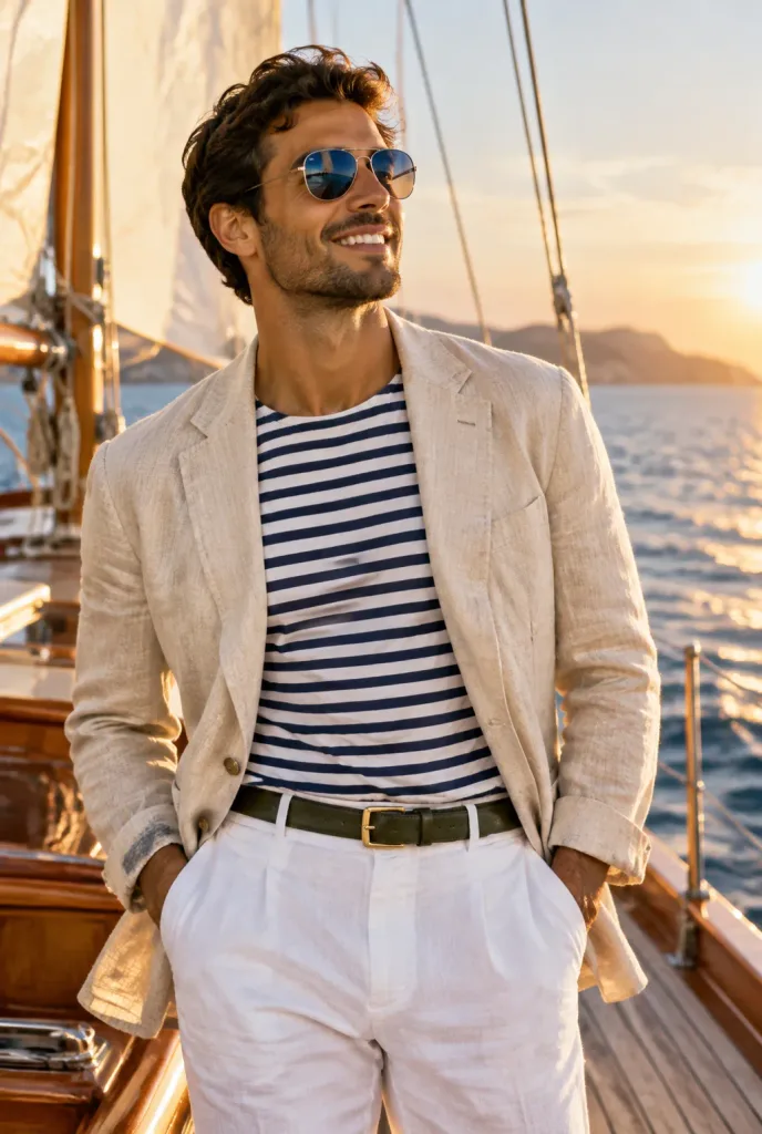 Sailboat Sunset Menswear Editorial Portrait