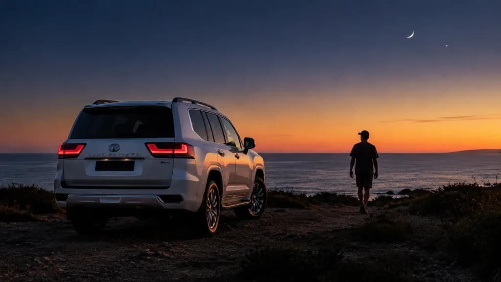 Toyota Land Cruiser на Побережье в Сумерках