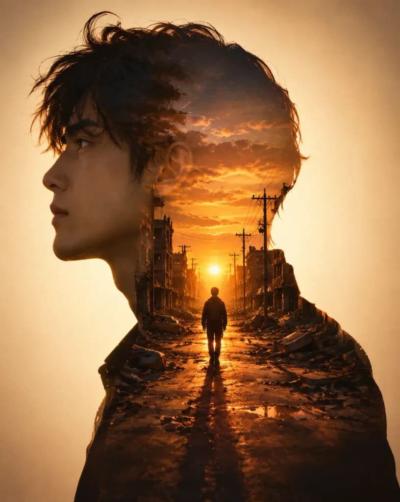 Cinematic Double Exposure Urban Silhouette