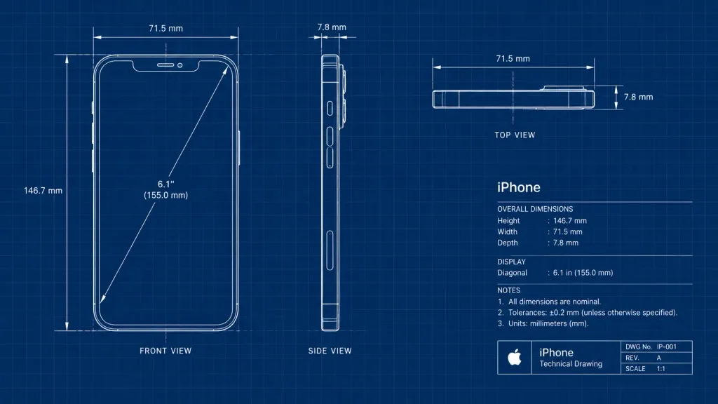 Technical Blueprint Orthographic Schematic