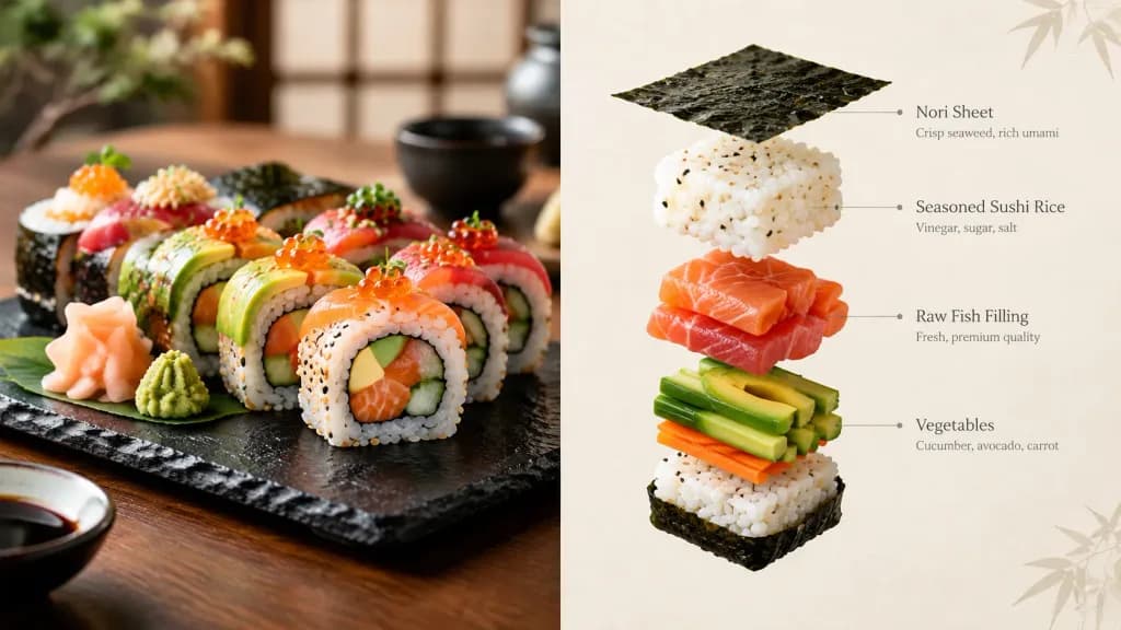 Sushi Commercial Photo and Exploded Diagram