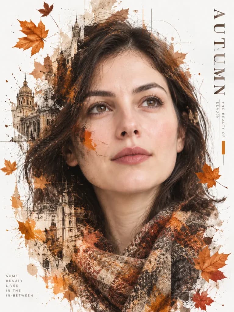 Autumn Mixed-Media Portrait Poster