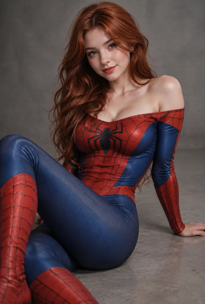 スパイダースーツのスタジオエディトリアルポートレート