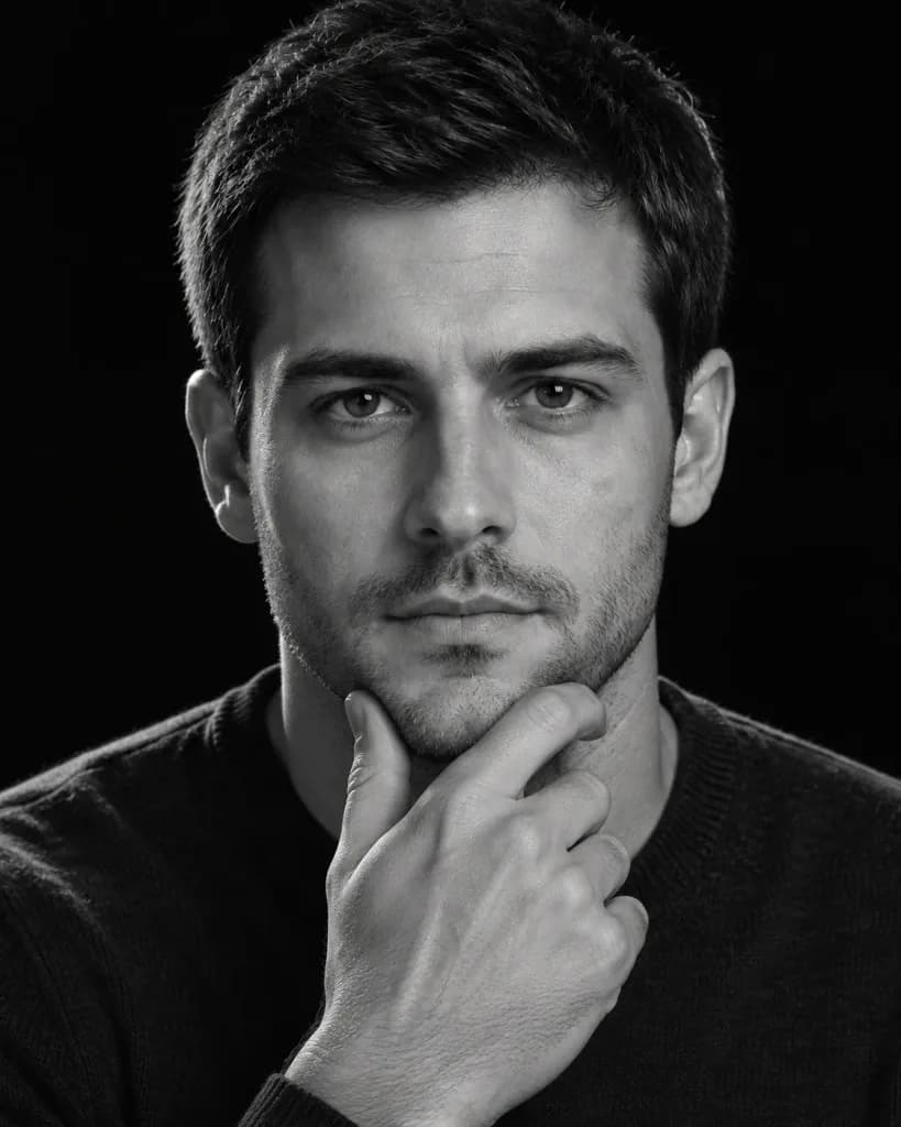 High-Contrast Studio Monochrome Male Portrait