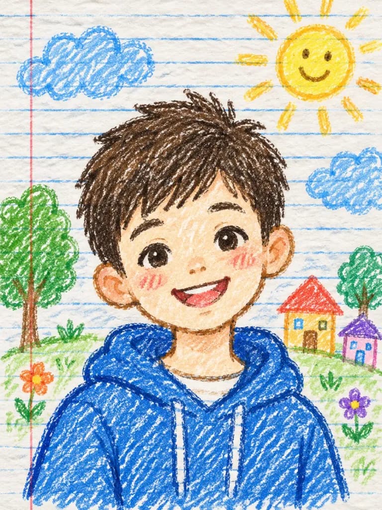 ノート風クレヨン落書きポートレート