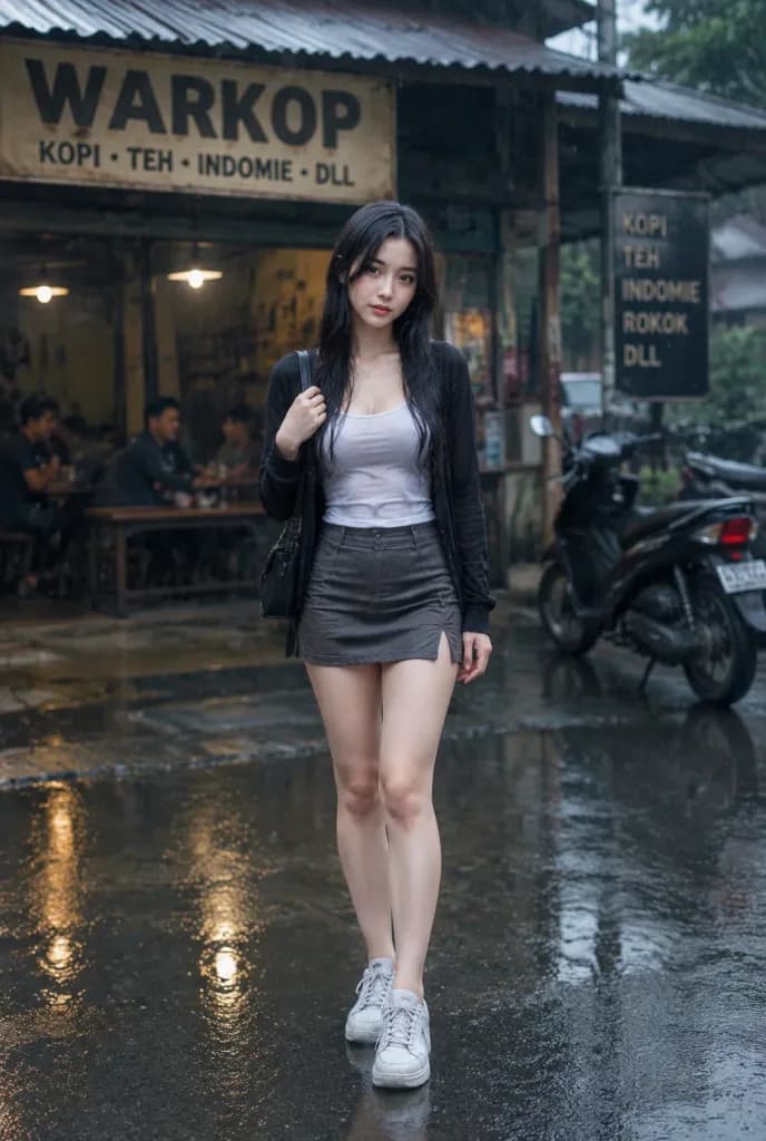 雨のインドネシア・ワルンでのファッションエディトリアル