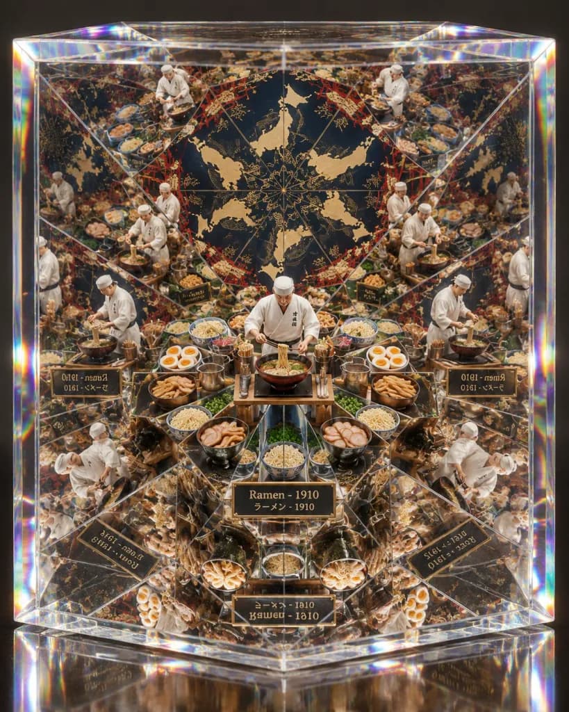 Diorama Culinario Caleidoscopico in Acrilico