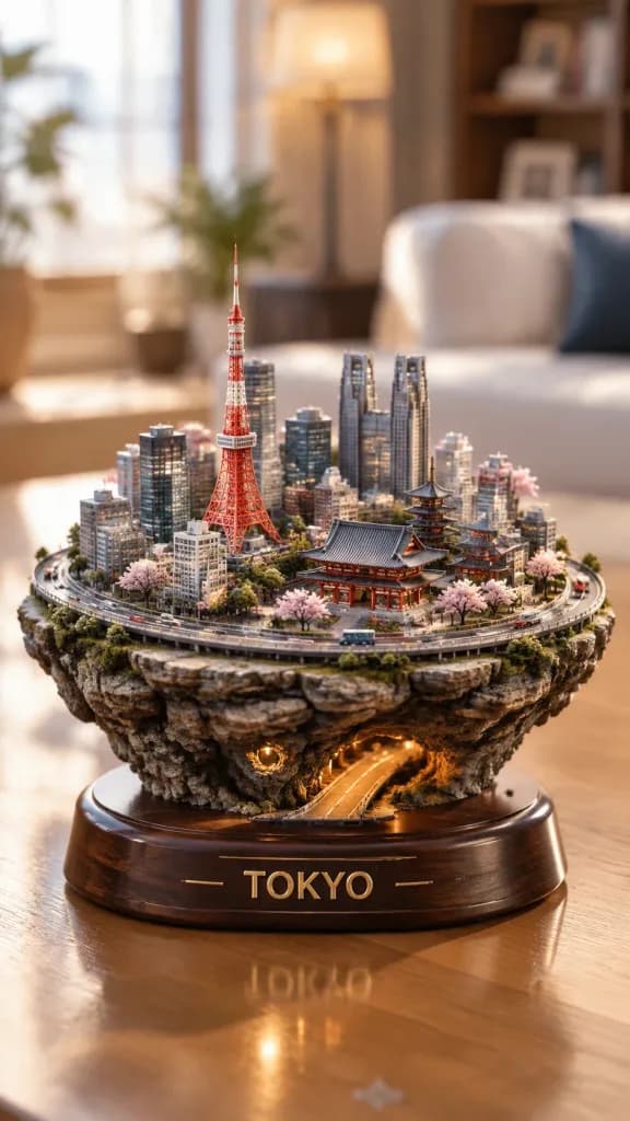 Floating Rock Diorama Miniature City