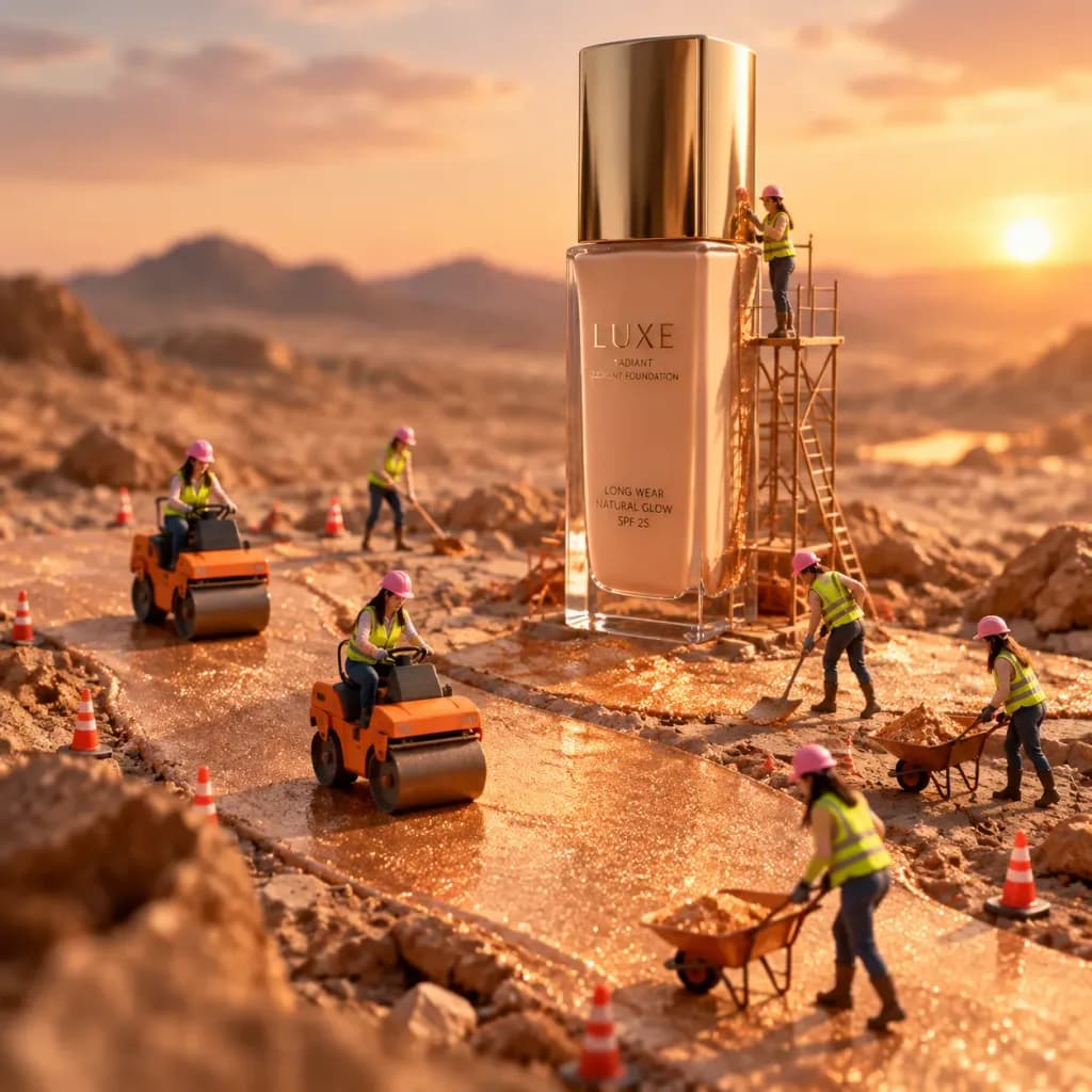 Miniature Foundation Bottle Construction Scene