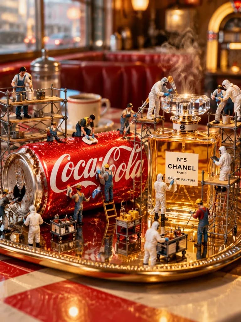 コーラと香水を整備する小人作業員