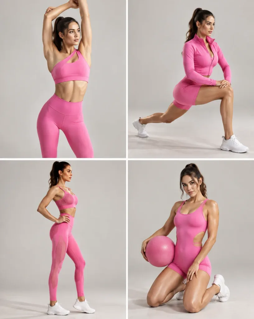 Pink Activewear Fitness Editorial Grid