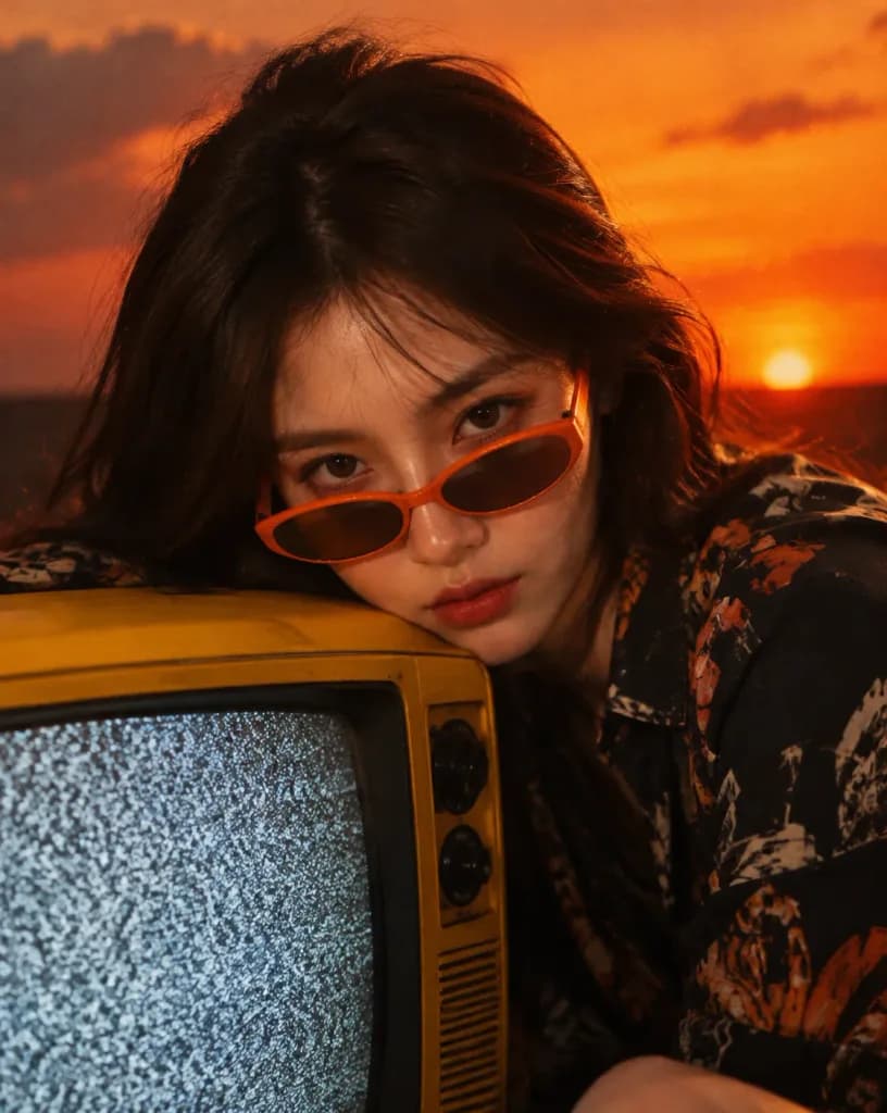 レトロCRTテレビのエディトリアルポートレート