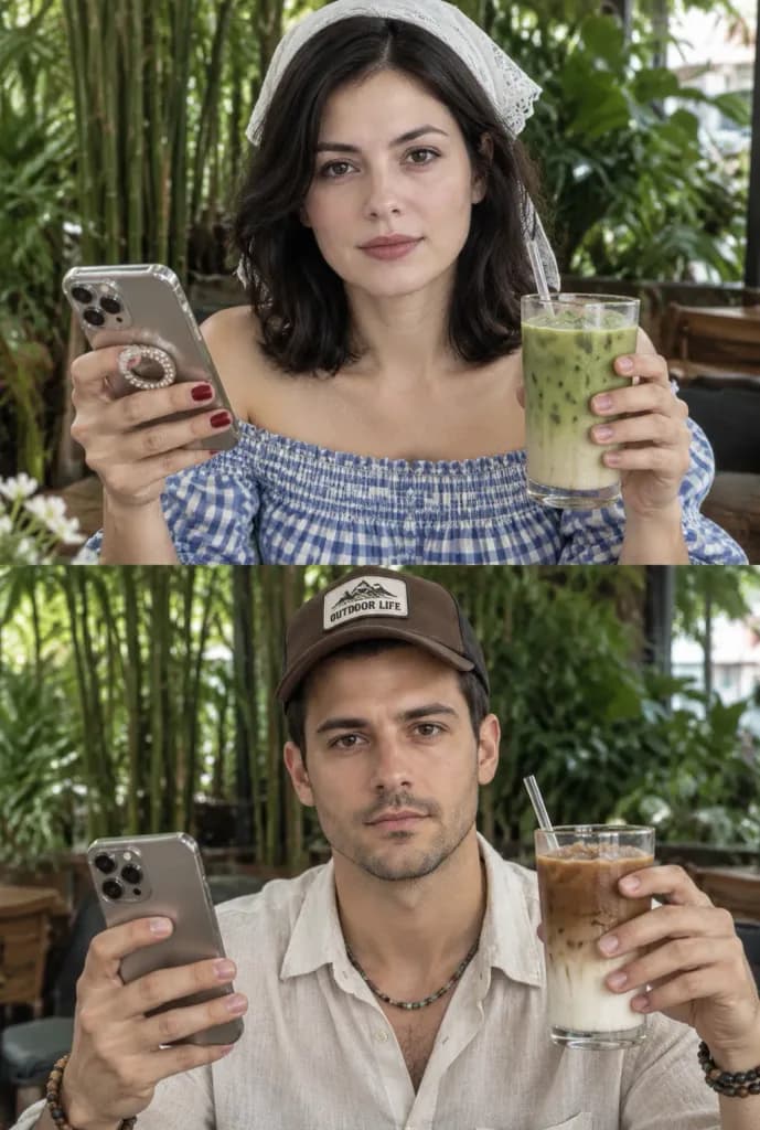 Two-Panel iPhone Café Portrait Diptych