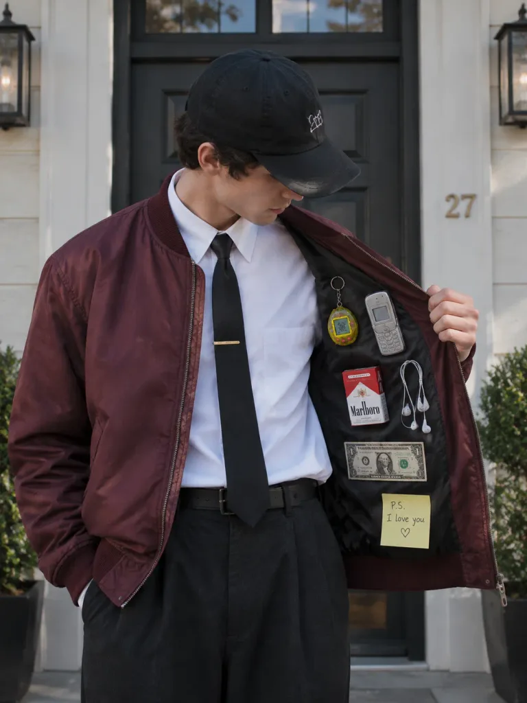 90s Nostalgia Bomber Jacket Fashion Editorial