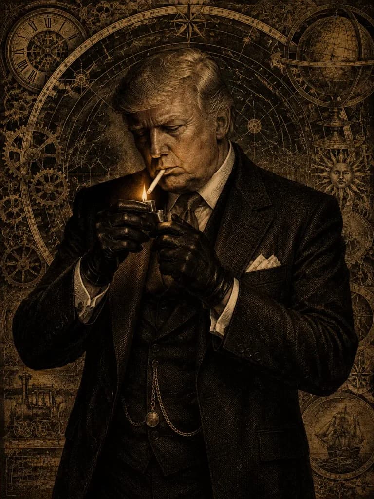 Retrato Grabado Vintage de Trump