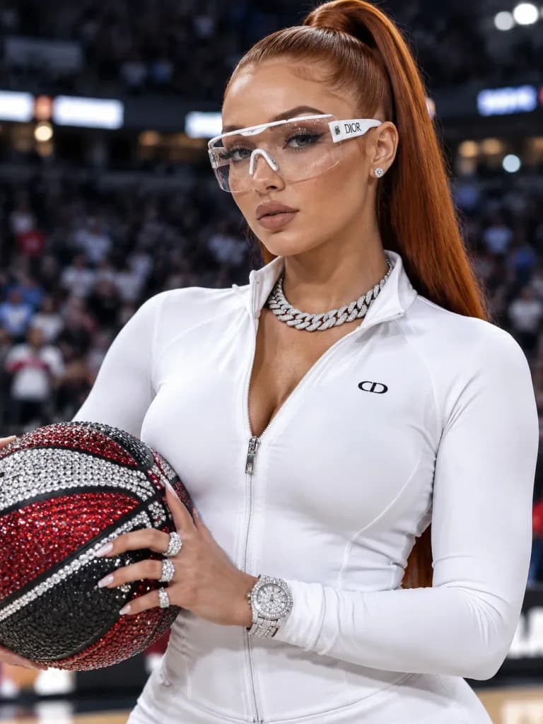 High-Fashion Athlete with Crystal Basketball