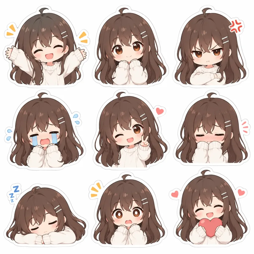 Chibi Anime Girl Sticker Sheet
