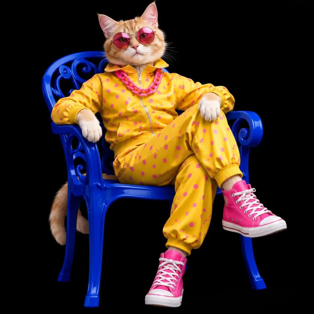 Fashionable Anthropomorphic Cat in Tracksuit