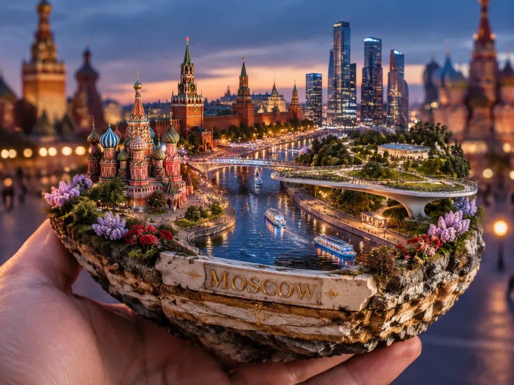 Miniature City Island Diorama in Hand