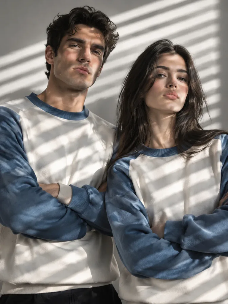 Editorial Couple Studio Portrait with Blind Shadows