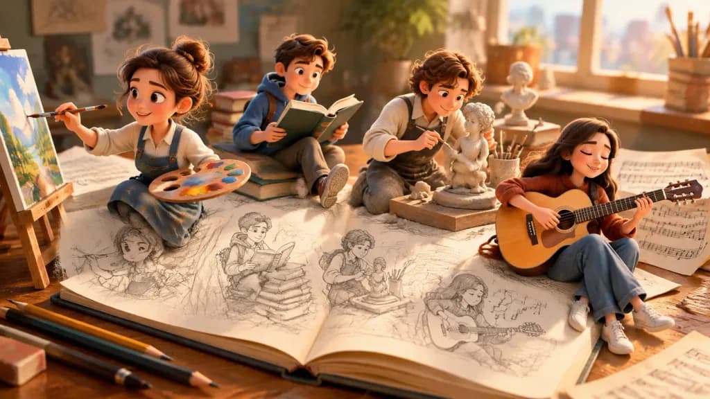 Sketchbook Characters Stepping Into Reality