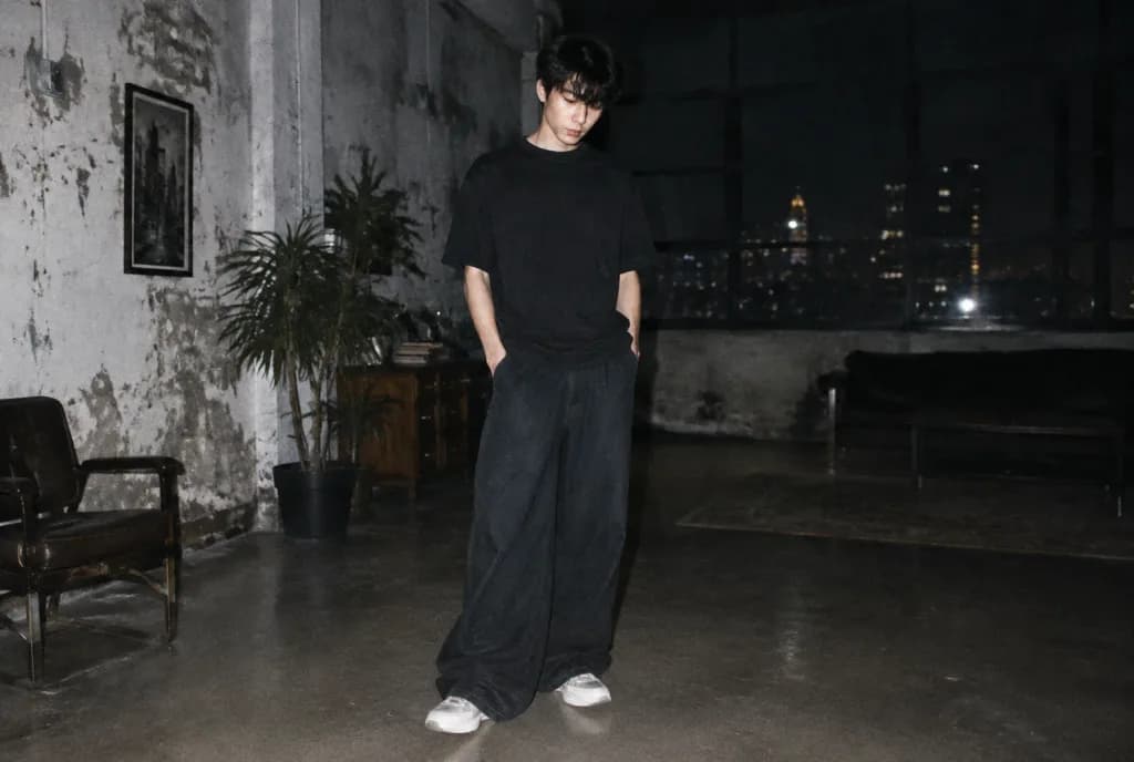 Nighttime Flash Streetwear Editorial Portrait