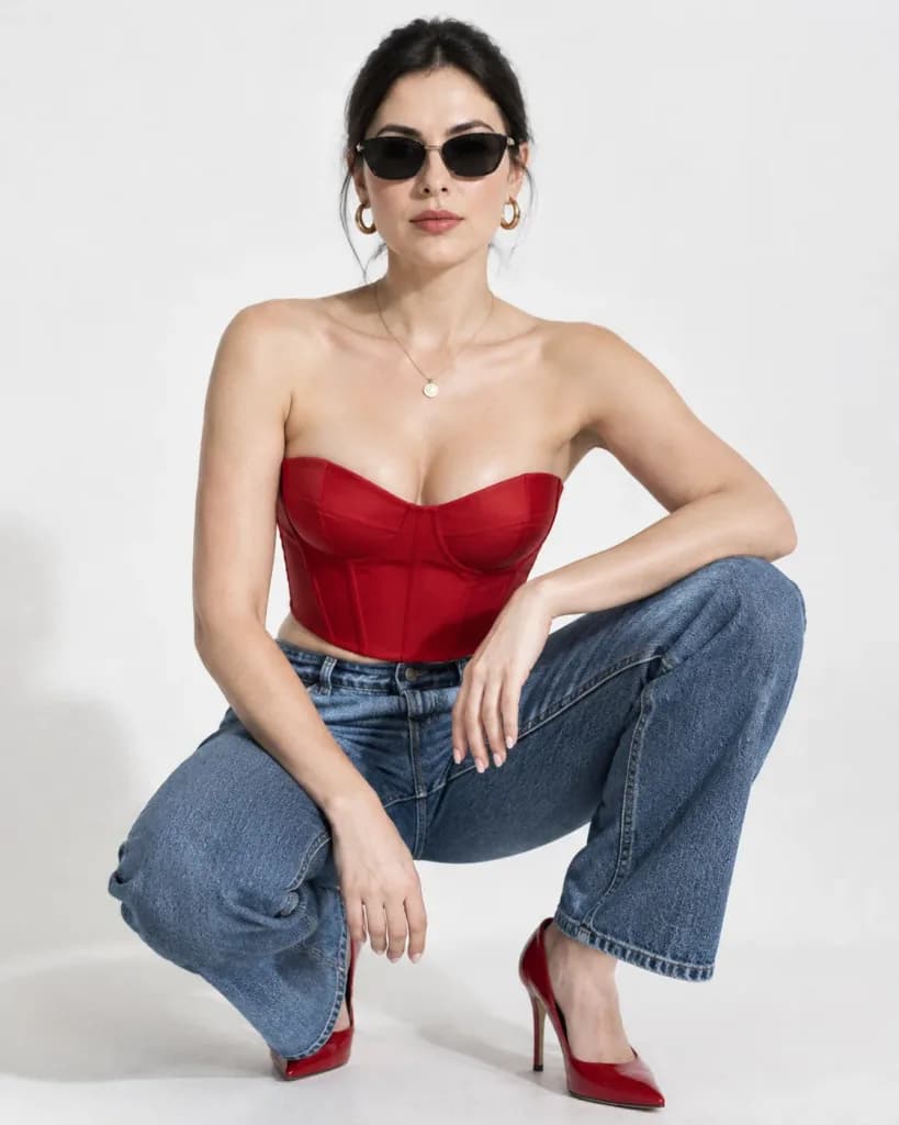 Editorial Fashion Transformation with Red Corset