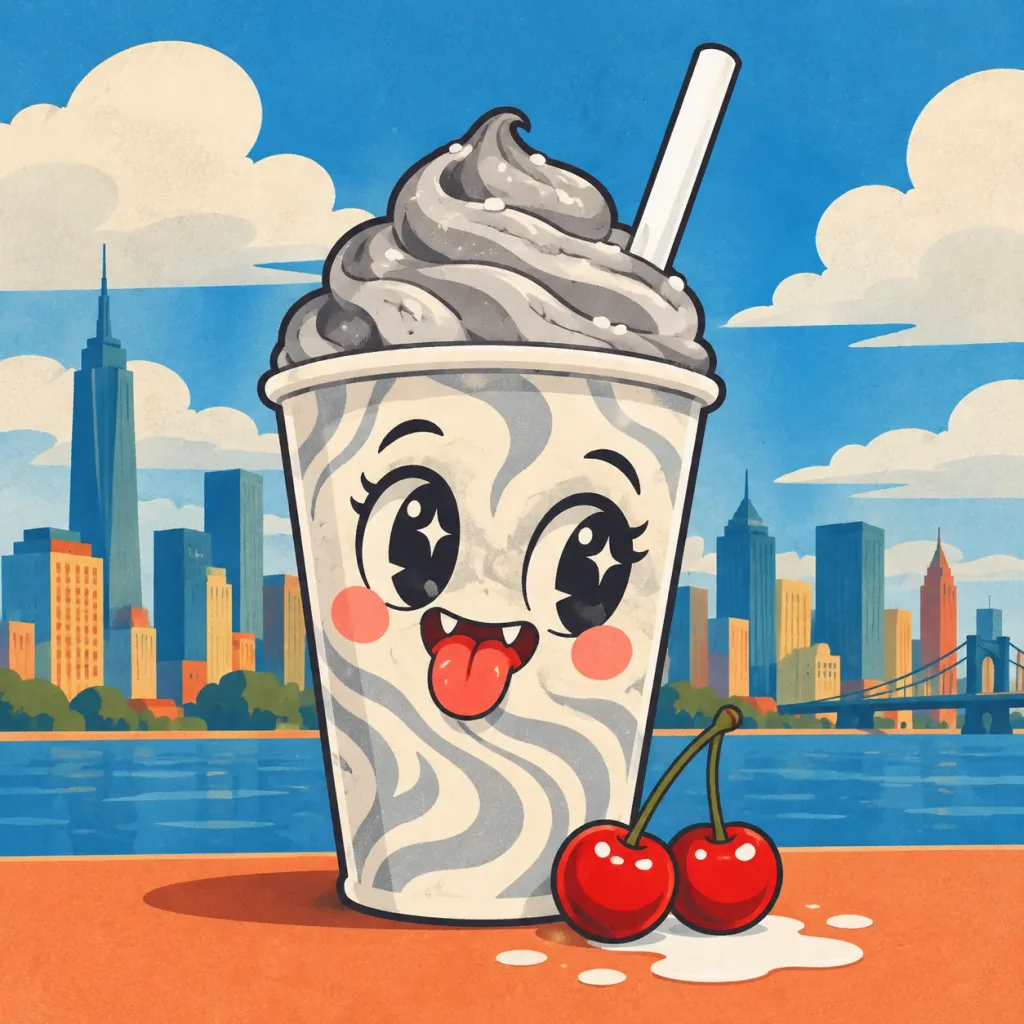 Retro Cartoon Milkshake Character Illustration