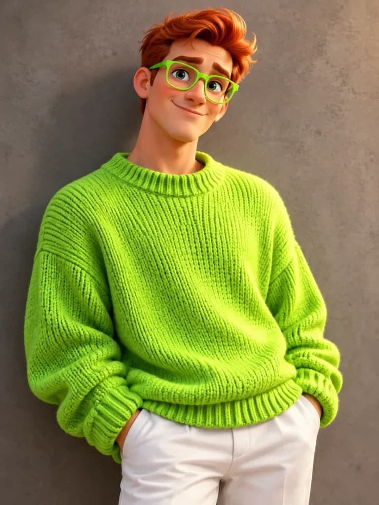 3D Animated Man in Neon Sweater