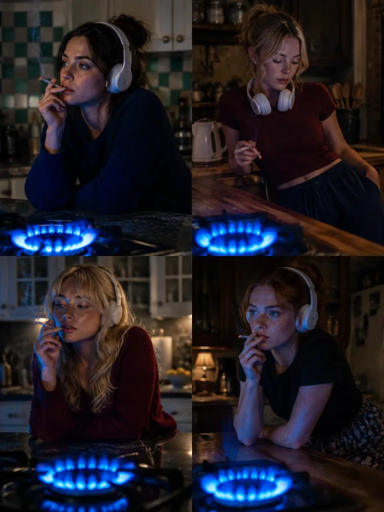 Cinematic Kitchen Portraits with Blue Flame Glow