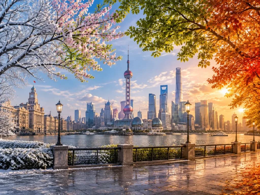 四季無縫流轉風景畫
