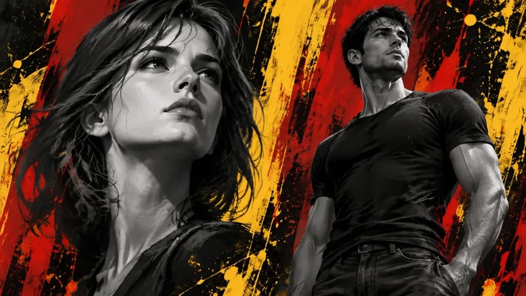 Dramatic Dual Portrait in Graphic Painterly Style