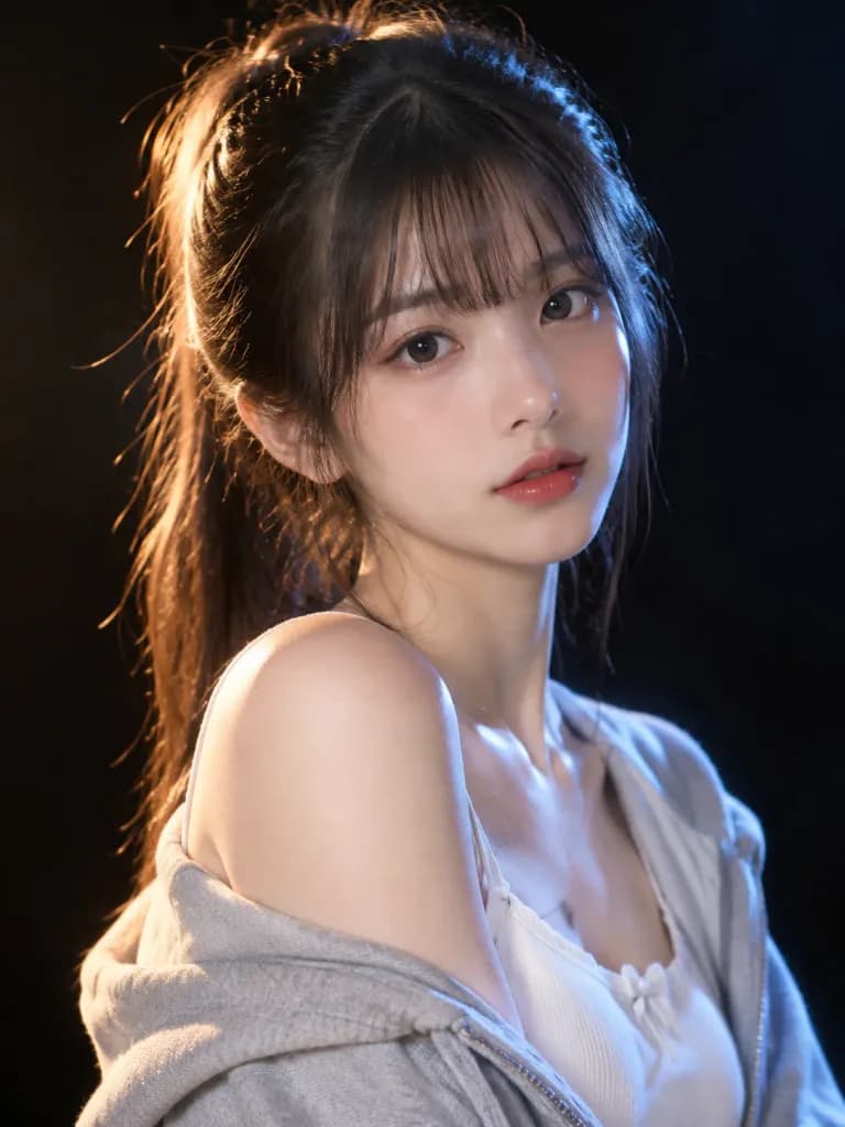 Portrait de Studio Dramatique d'une Femme Est-Asiatique