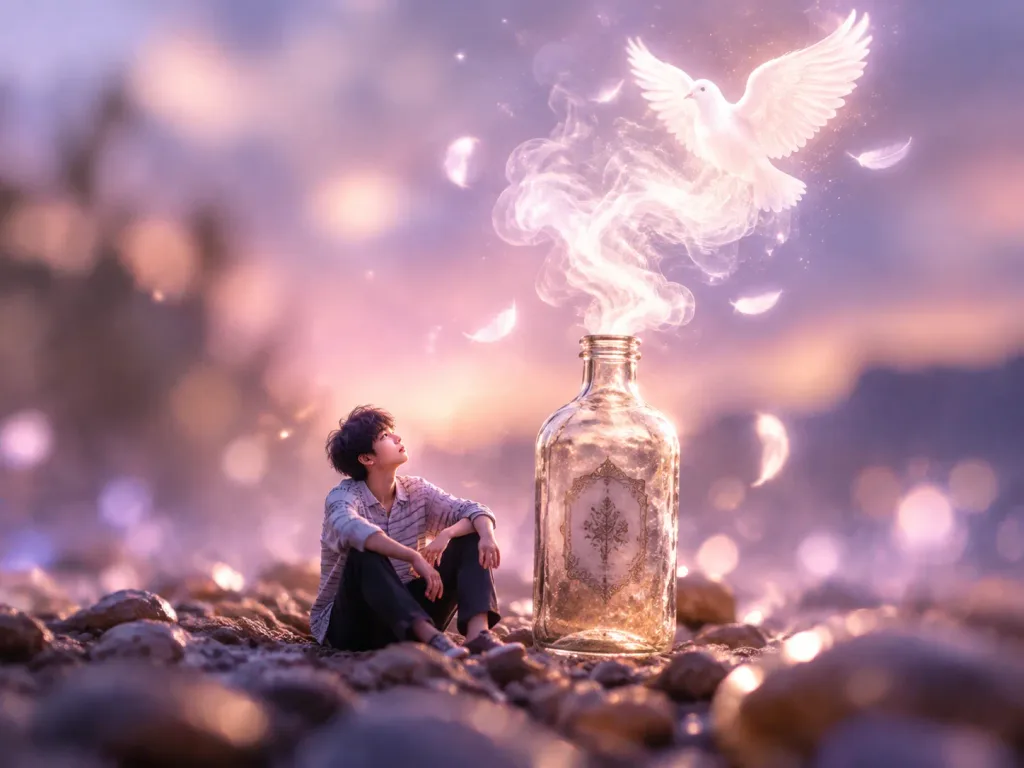 Miniature Figure with Glowing Smoke Dove