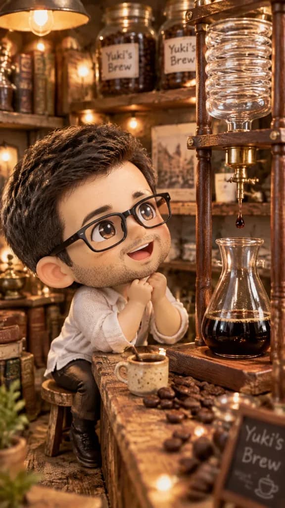 Miniature Chibi Cold Brew Coffee Diorama