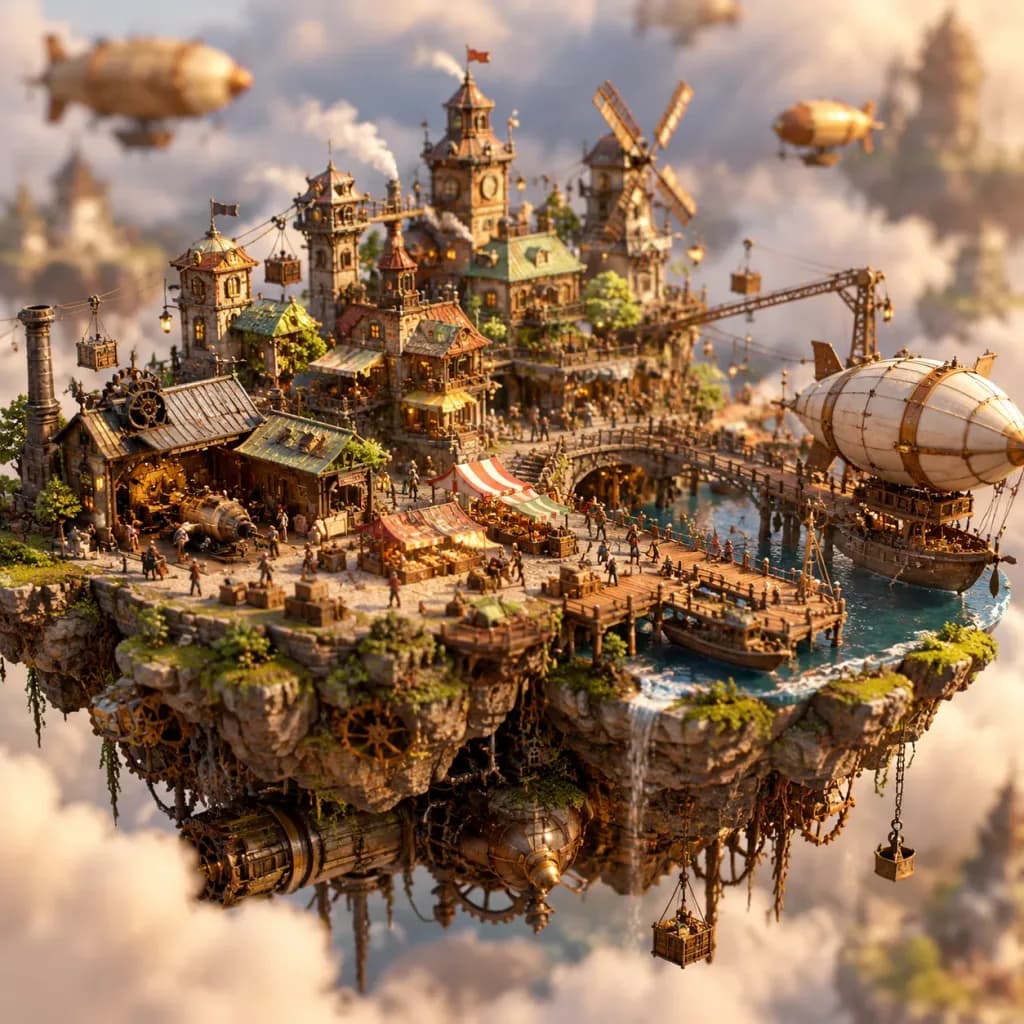Whimsical Floating Punk Miniature Diorama