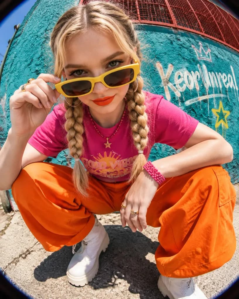 Fisheye Streetwear Portrait of Emma Myers