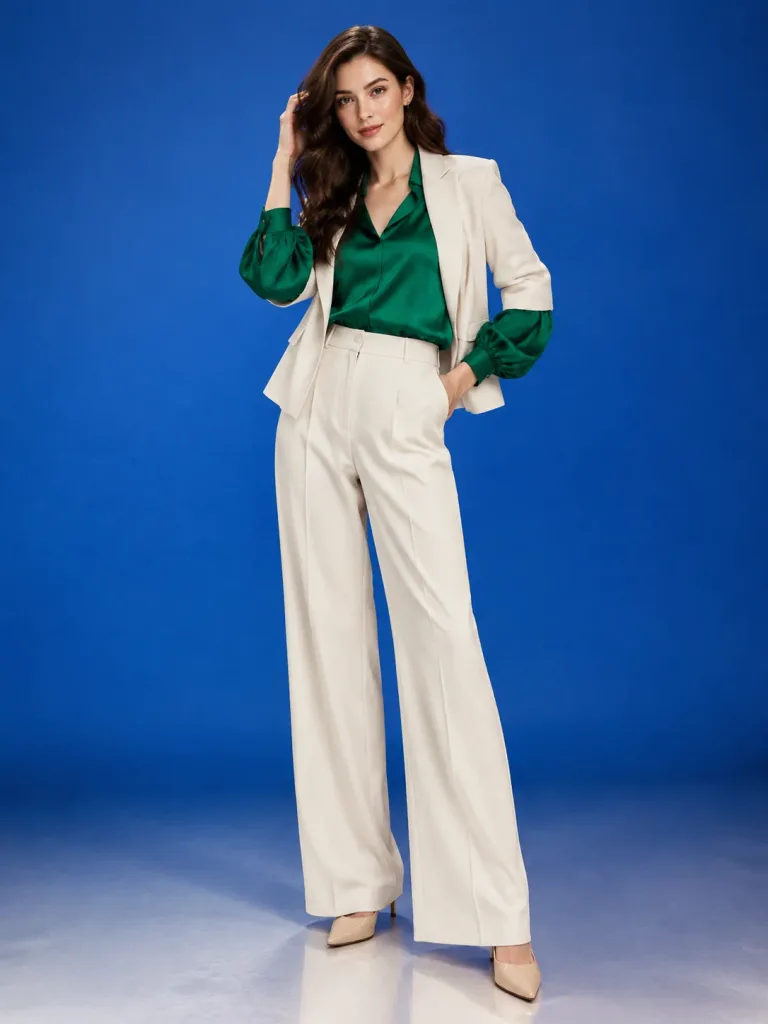 Editorial Studio Portrait in Emerald and Blue