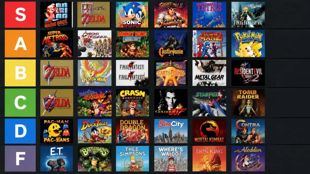 Classic Visual Tier List Chart