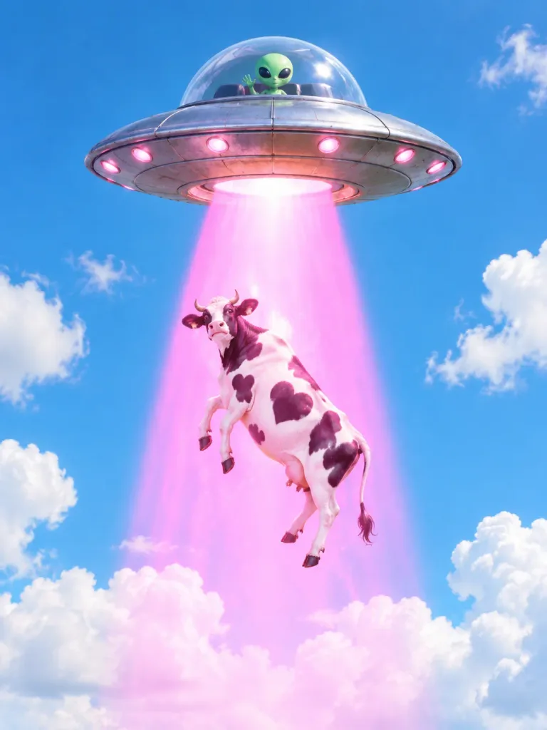 1950년대 레트로 UFO의 소 납치