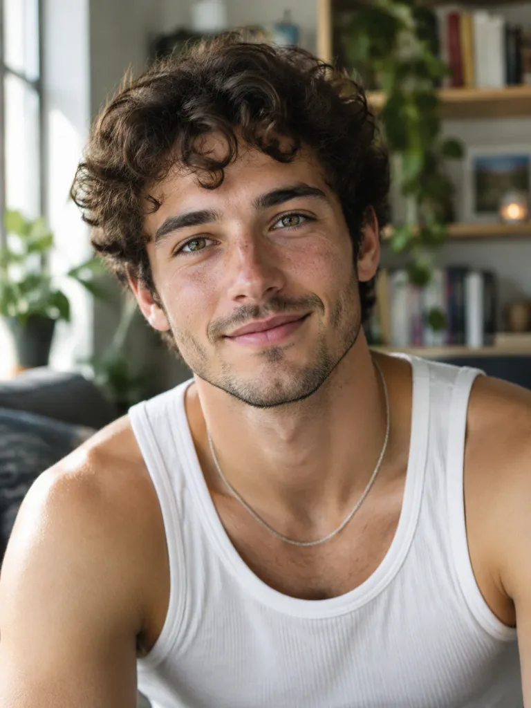 Portrait of Young Man in Apartment