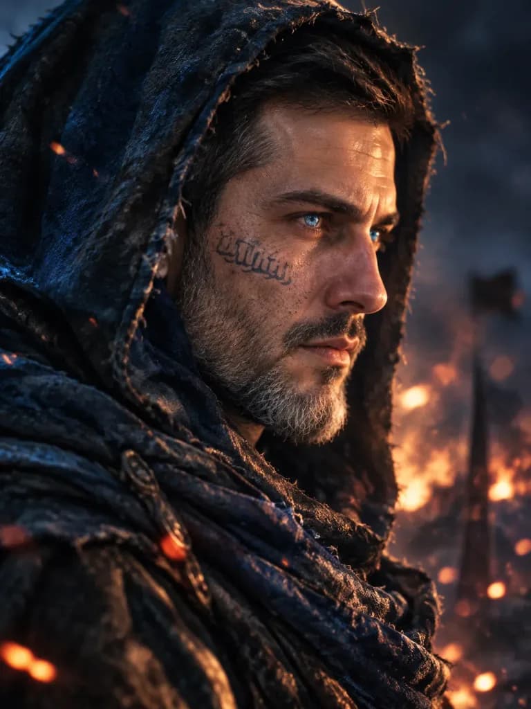 Hooded Dark Fantasy Warrior Portrait