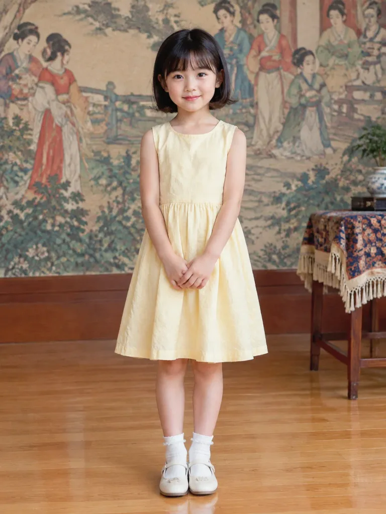 Restored Vintage Girl Portrait Indoors