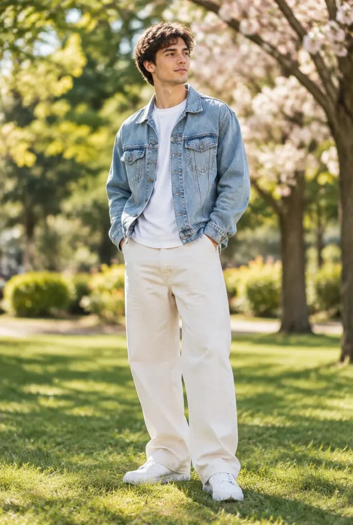 Young Man in Spring Park Portrait
