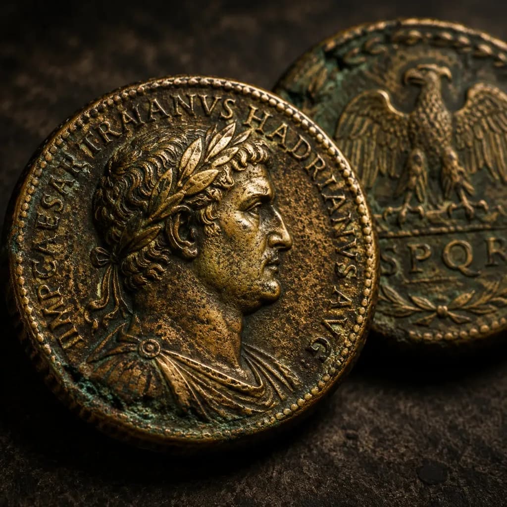 古代ローマ帝国の青銅貨マクロ写真