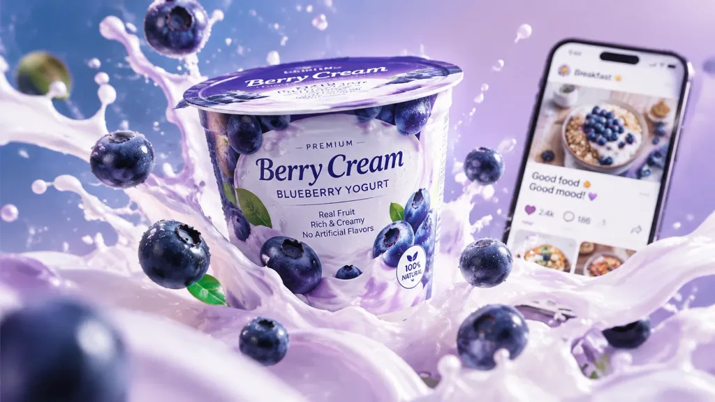 Blueberry Yogurt Splash Commercial Shot