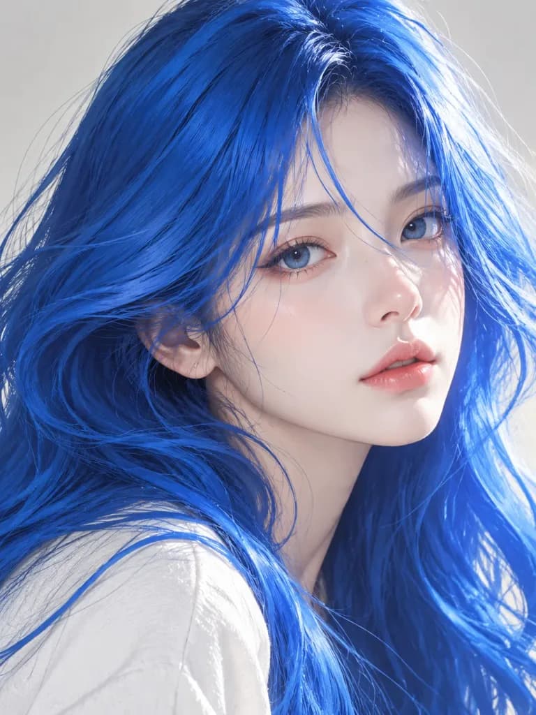 선명한 파란 머리 포트레이트