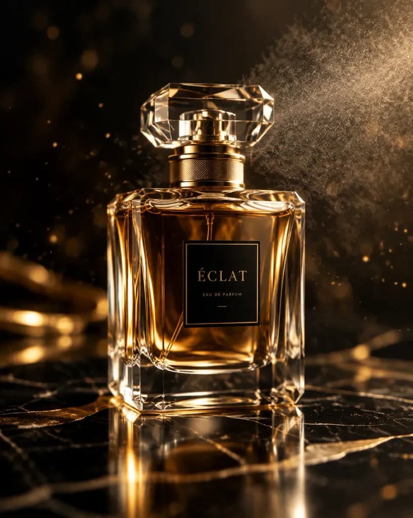 Luxury Perfume on Black Marble